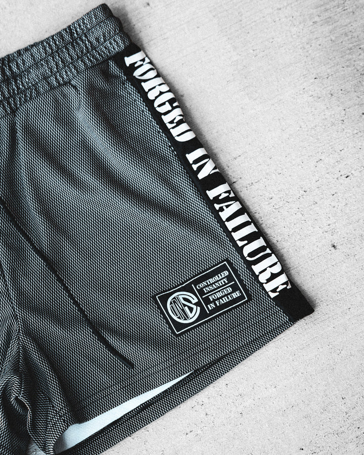 White Striped Mesh Shorts