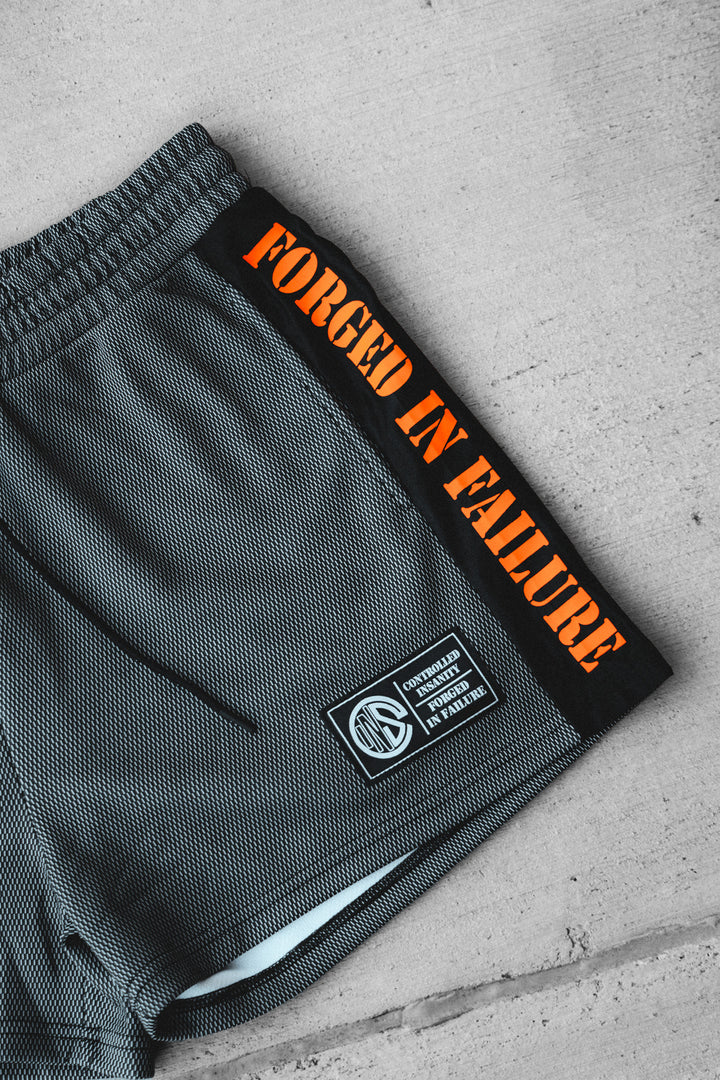 Orange Striped Mesh Shorts