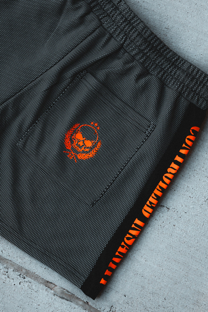 Orange Striped Mesh Shorts