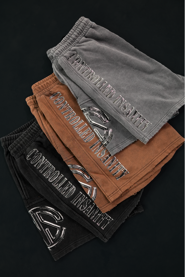 Acid Gray Stone Washed Shorts
