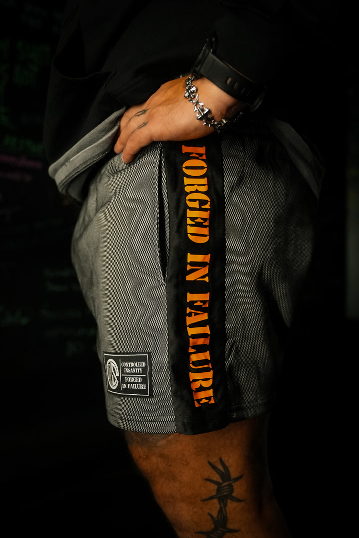 Orange Striped Mesh Shorts