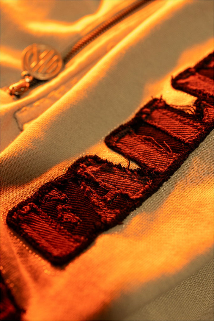 Silver Gray CI Patched Crop Hoodie