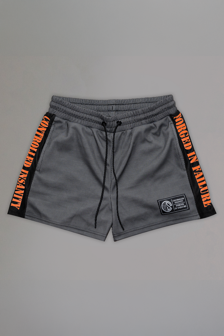 Orange Striped Mesh Shorts