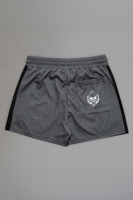 White Striped Mesh Shorts