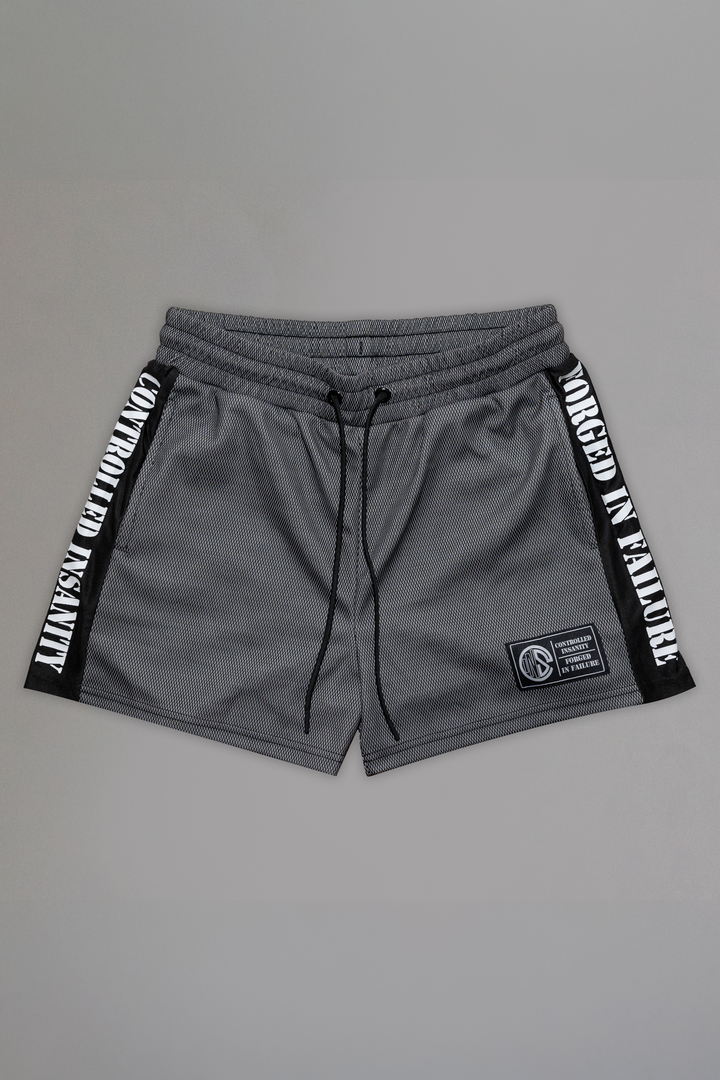 White Striped Mesh Shorts