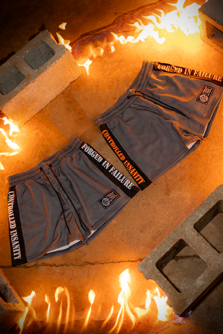 Orange Striped Mesh Shorts