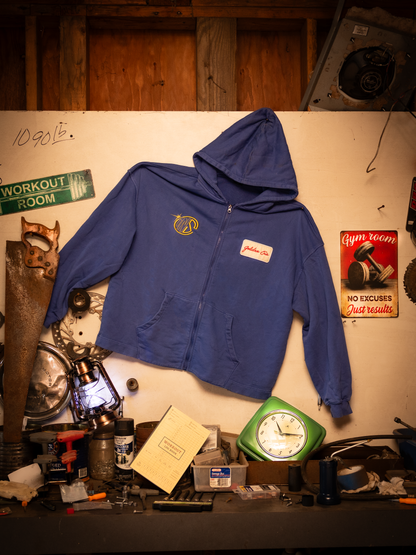Royal Blue Vintage Washed Zip Up Hoodie