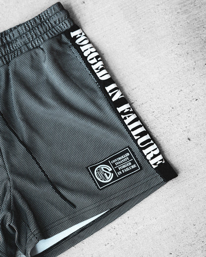 White Striped Mesh Shorts