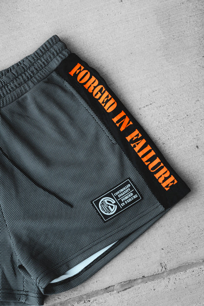 Orange Striped Mesh Shorts