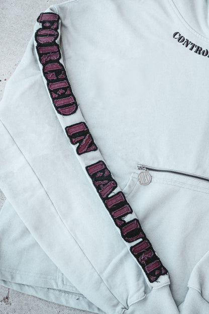 Silver Gray CI Patched Crop Hoodie