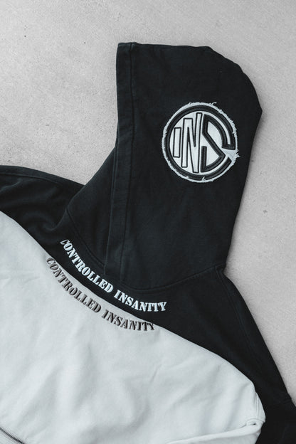 Black CI Patched Crop Hoodie