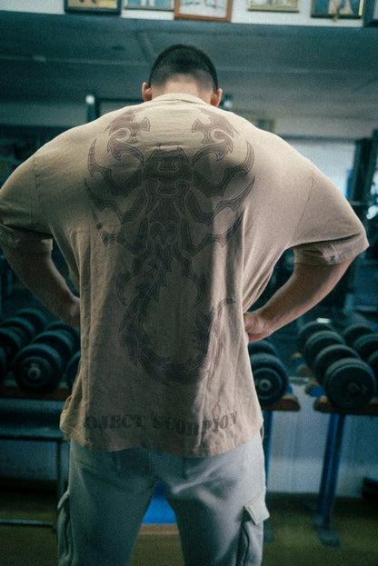 Beige Scorpion Acid Wash Tee
