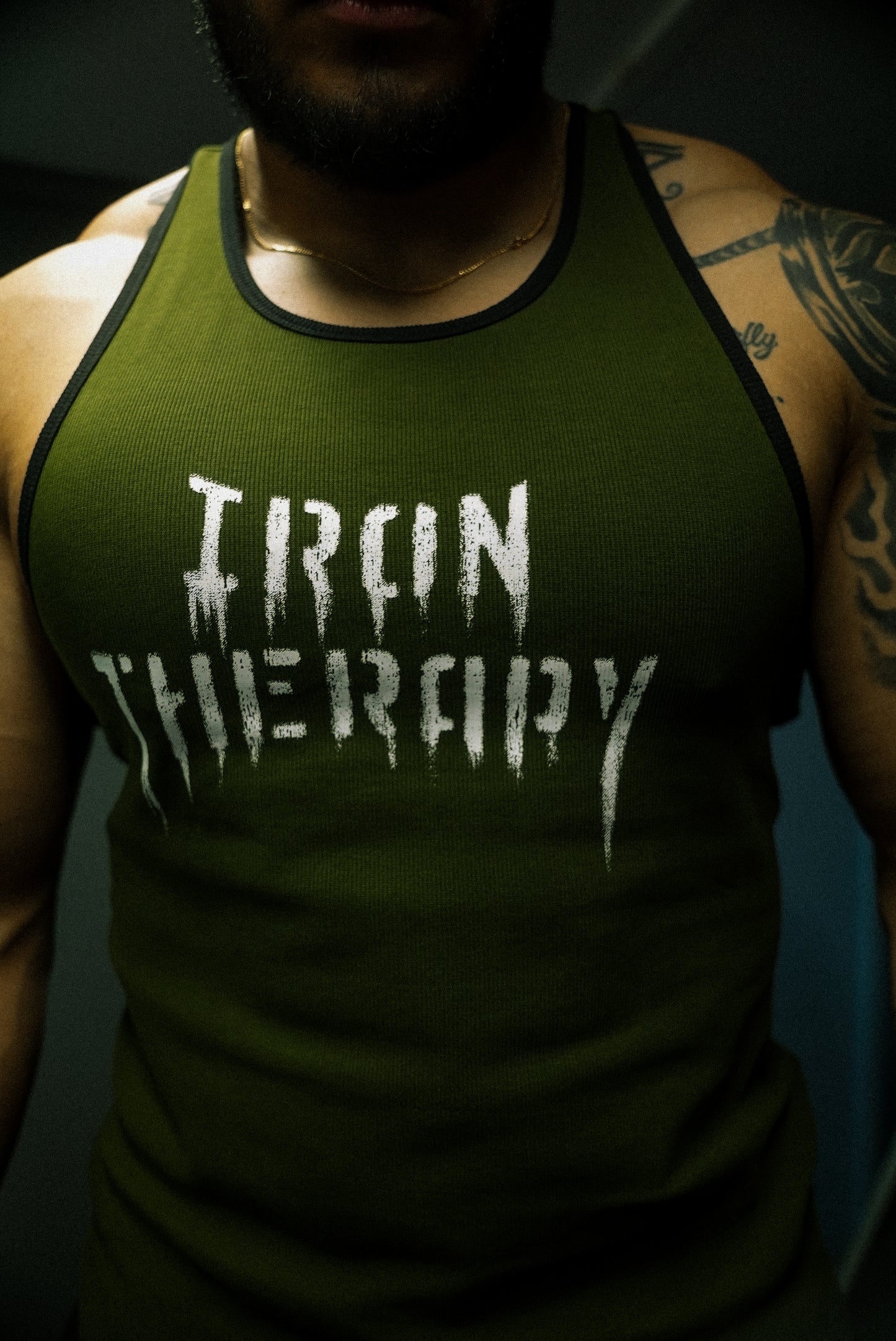 Army Green Iron Therapy Heavyweight Tank Top
