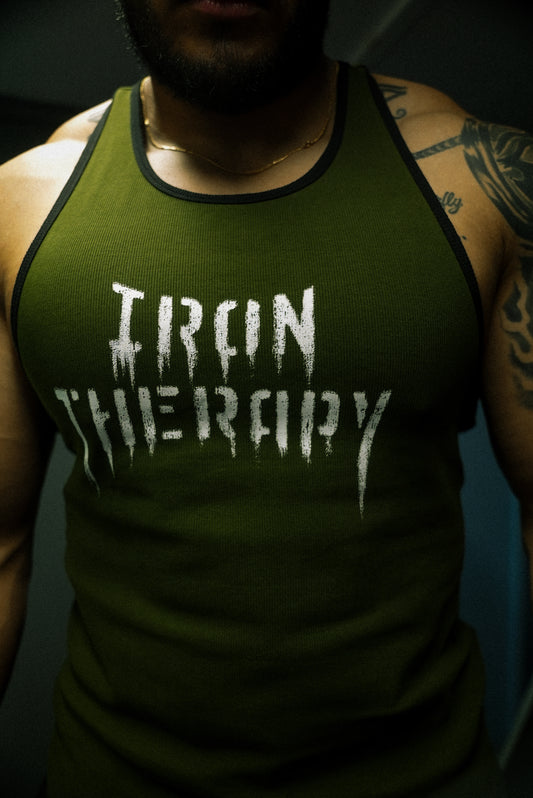 Army Green Iron Therapy Heavyweight Tank Top