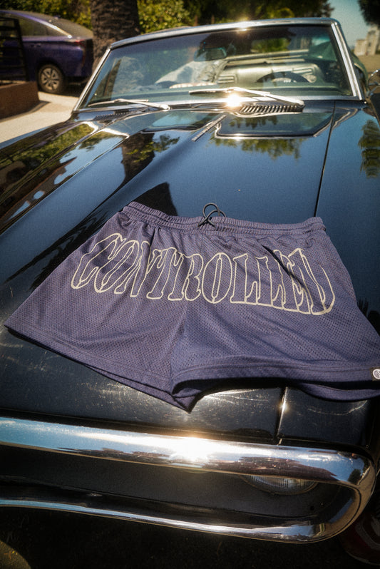 Navy Blue Mesh 3.5" Seam Shorts