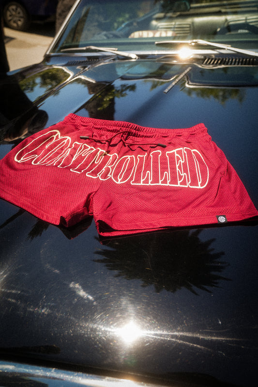 Cherry Red Mesh 3.5" Seam Shorts