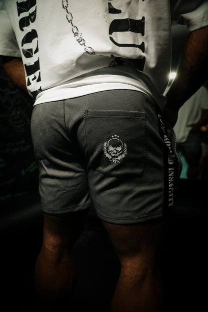 White Striped Mesh Shorts