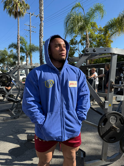 Royal Blue Vintage Washed Zip Up Hoodie