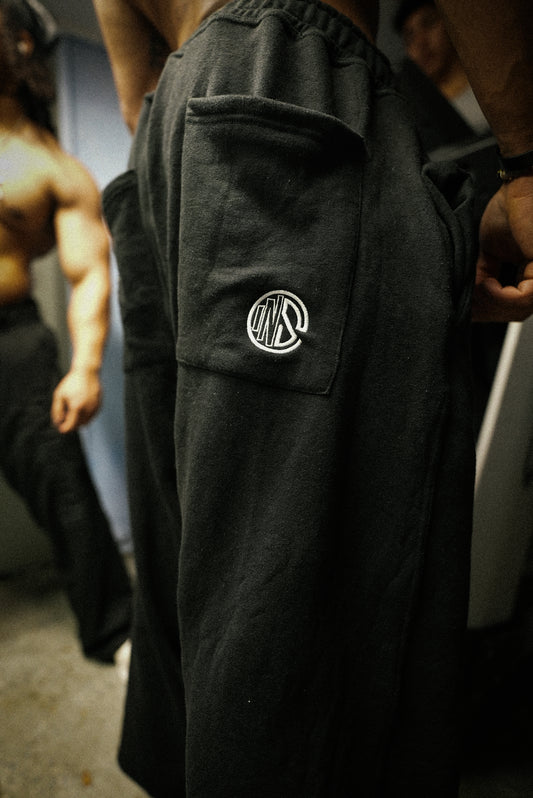 White on Black Heavyweight Distressed Sweatpants