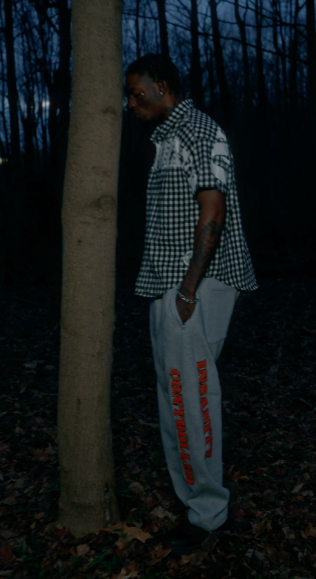 Orange on Grey Heavyweight Distressed Sweatpants
