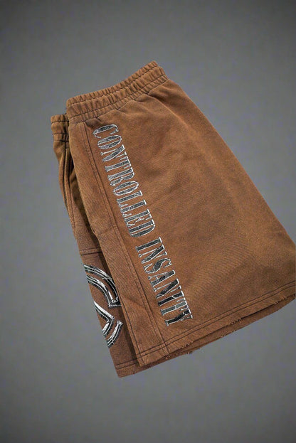 Acid Brown Stone Washed Shorts