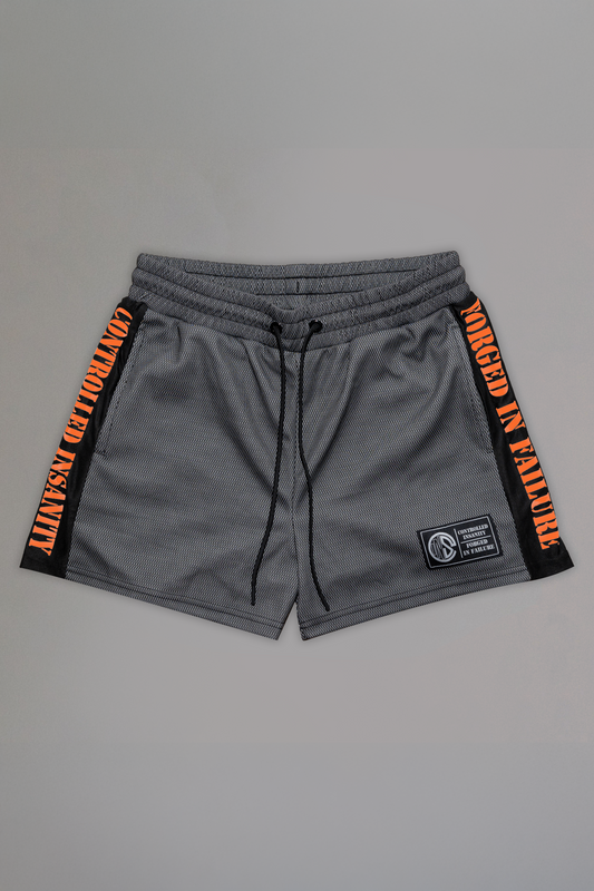 Orange Striped Mesh Shorts