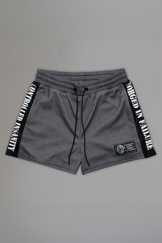 White Striped Mesh Shorts